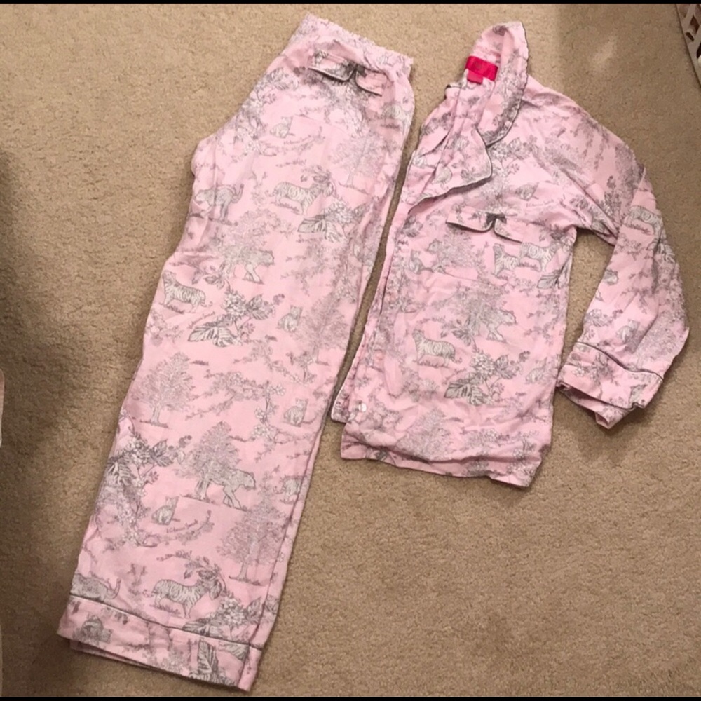 Victoria Secret Flannel Toile Cat PJ set